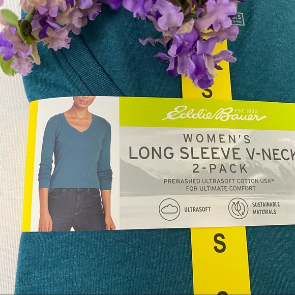 Eddie Bauer Women's 2-Pack Long Sleeve V-Neck Tee, NWT - Picture 4 of 5